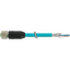 M12 female 0° D-cod. with cable shielded PUR 1x4xAWG22 gn 1m thumbnail 1