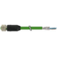 M12 female 0° D-cod. with cable shielded PUR 1x4xAWG22 gn 3m thumbnail 1