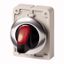 M30C-FWLK3-R Illuminated selector switch actuator, RMQ-Titan, With thumb-grip, momentary, 3 positions, red, Metal bezel thumbnail 1