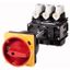 P5-125/V/SVB Main switch, P5, 125 A, rear mounting, 3 pole, Emergency switching off function, With red rotary handle and yellow locking ring, Lockable in the 0 (Of thumbnail 1