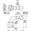 Fixed ball point D 20mm angled (90°) with M12 female thread thumbnail 2