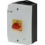 On-Off switch, P1, 40 A, surface mounting, 3 pole, Emergency switching off function, with red thumb grip and yellow front plate, hard knockout version thumbnail 4