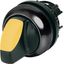 M22S-WRLK3-Y Illuminated selector switch actuator, RMQ-Titan, With thumb-grip, maintained, 3 positions, yellow, Bezel: black thumbnail 1