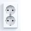 Double SCHUKO wall socket, tall, A.1, light white glossy thumbnail 1
