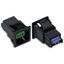 Snap-in socket without locking lever 2-pole green thumbnail 1