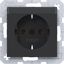 SCHUKO wall socket, text field, plug-in type, A.x/C.x, matte night black thumbnail 1
