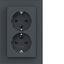 Double SCHUKO wall socket, tall, A.1, anthracite thumbnail 1