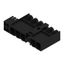 PCB plug-in connector, male header, closed side, Middle screw flange, THT solder connection, 7.62 mm, Number of poles: 5, 270°, Solder pin length (l): 3.5 mm, tinned, black, Box thumbnail 2