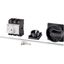 Main switch, P3, 100 A, rear mounting, 3 pole, STOP function, With black rotary handle and locking ring, Lockable in the 0 (Off) position, With metal thumbnail 3