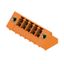 PCB plug-in connector, male header, Flange, THT solder connection, 3.81 mm, Number of poles: 5, 135°, Solder pin length (l): 3.2 mm, tinned, orange, Box thumbnail 1