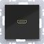 HDMI socket with 90° plug connection, A.x/C.x, night black glass. thumbnail 1