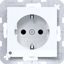 SCHUKO wall socket, orient. LED, screw terminals, A.x/C.x, white glass. thumbnail 1