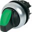 M22-WLK-G Illuminated selector switch actuator, RMQ-Titan, With thumb-grip, momentary, 2 positions, green, Bezel: titanium thumbnail 1