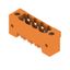 PCB plug-in connector, male header, Flange, THT solder connection, 5.08 mm, Number of poles: 4, 180°, Solder pin length (l): 3.2 mm, tinned, orange, Box thumbnail 3
