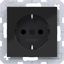 SCHUKO wall socket, Safety Plus, screw terminals, A.x/C.x, black glass thumbnail 1