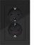 Double SCHUKO wall socket, tall, A.1, glossy night black thumbnail 1