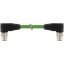 M12 male 90° / M12 male 90° D-cod. shielded PUR 1x4xAWG22 gn 0,4m thumbnail 1
