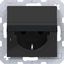 SCHUKO wall socket, fixed, Safety Plus, plug-in type, A.x/C.x black glass thumbnail 1